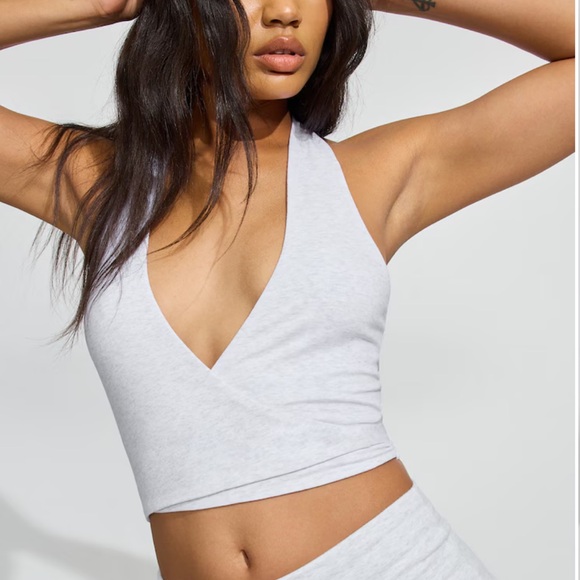 Garage Tops - Garage Grey Cropped Wrap Halter Top NWT Size XS